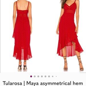 Tularosa Size XS • Red Spaghetti Strap Ruffle Midi Dress Romantic Boho